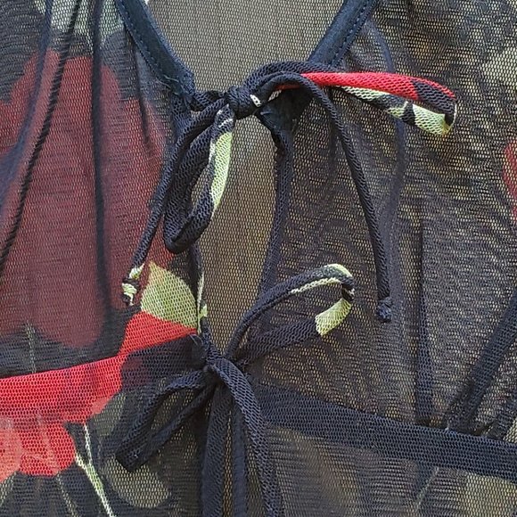 Sheer Country Rose Red and Black Flower Tunic-Style Over Dress - Picture 3 of 5